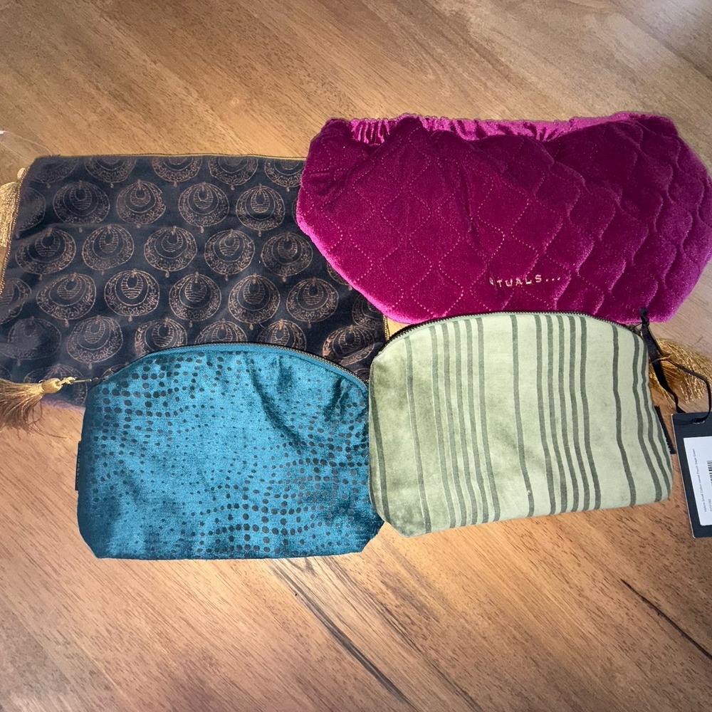 Lot 4 New Rituals Cosmetics Bags Pouches Velvet Velour Pouch Travel Bag‎